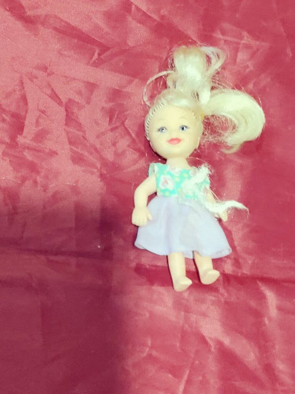 Small Blonde Mini Doll Lavender Skirt